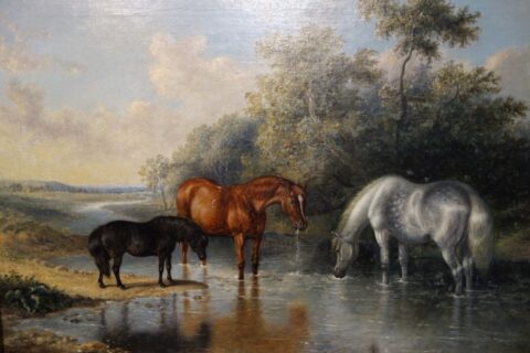 Horses Watering At A Stream