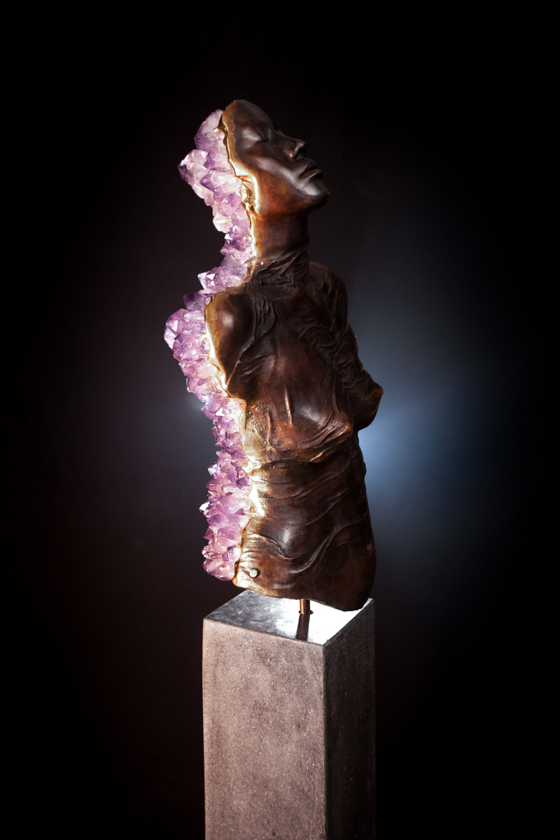 LIMINAL STATE -  Full Torso Bronze with Amethyst Crystals