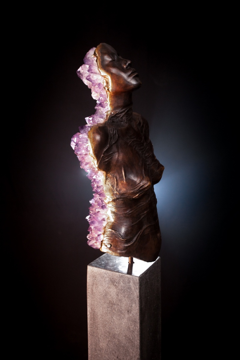 LIMINAL STATE -  Full Torso Bronze with Amethyst Crystals