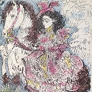Jacqueline in Rose on White Horse