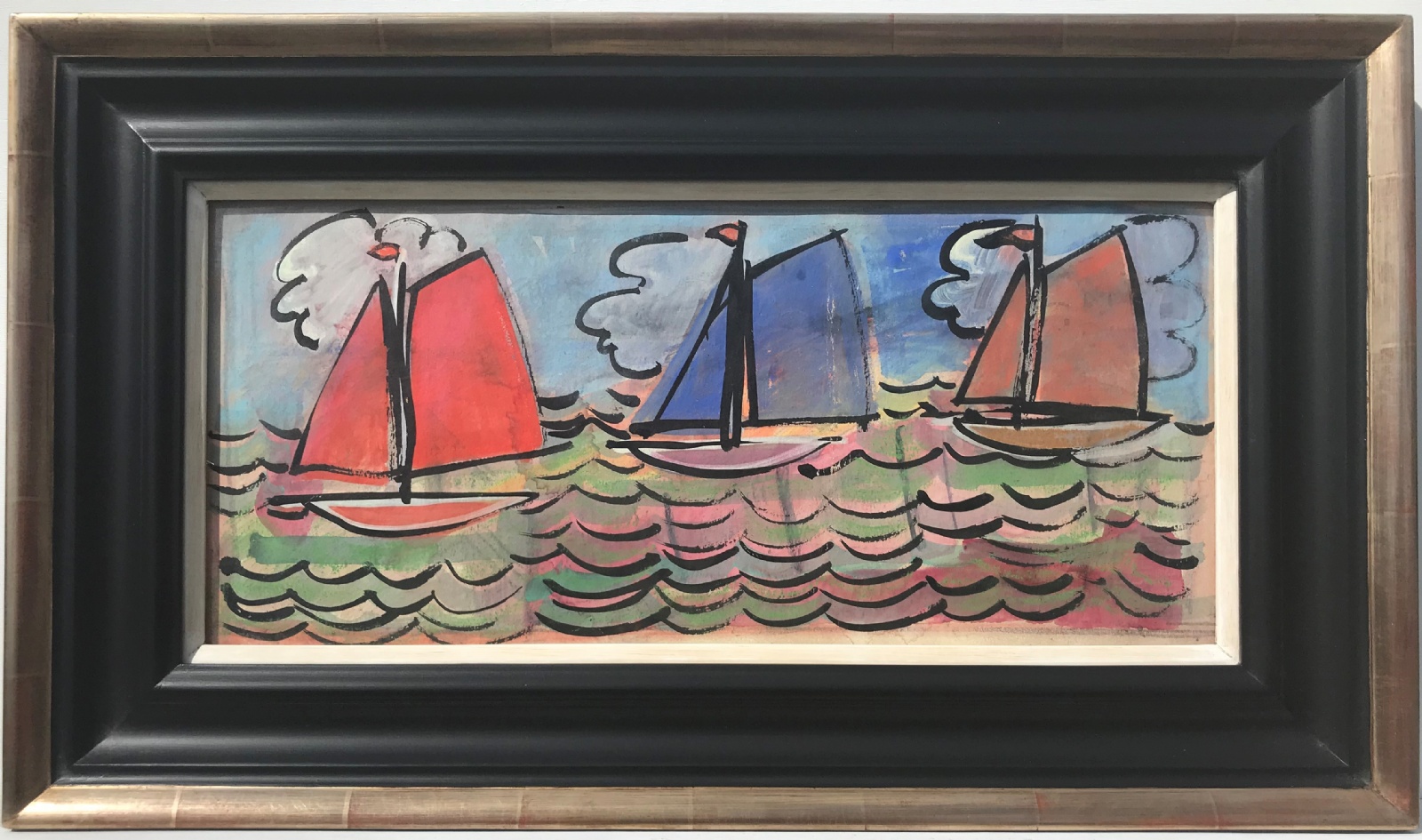French School - Sailboats at Sea