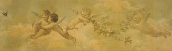Putti Disporting With Garlands